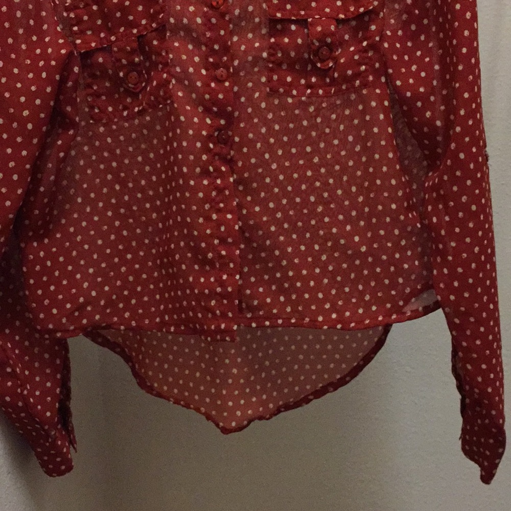 Sheer collared button down blouse - Picture 4 of 6